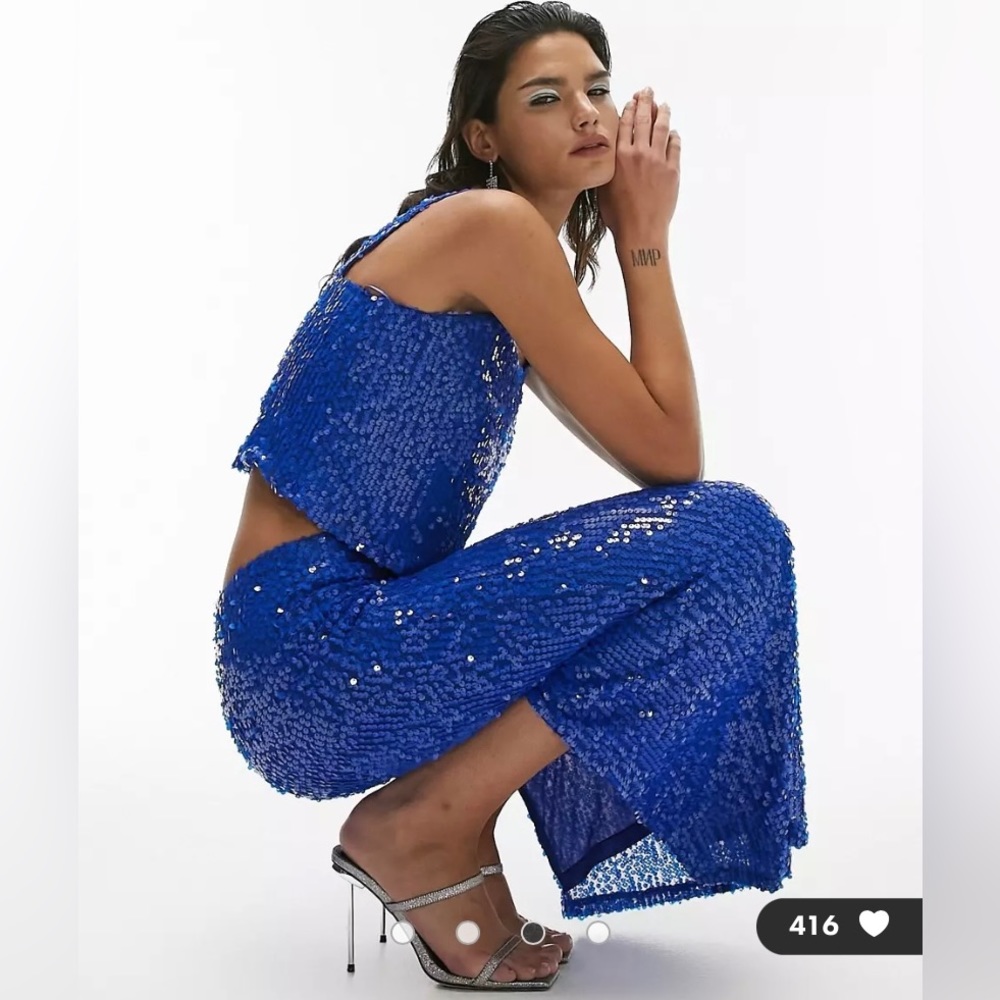 TOPSHOP blue sequin matching set! Size 4-6 US.